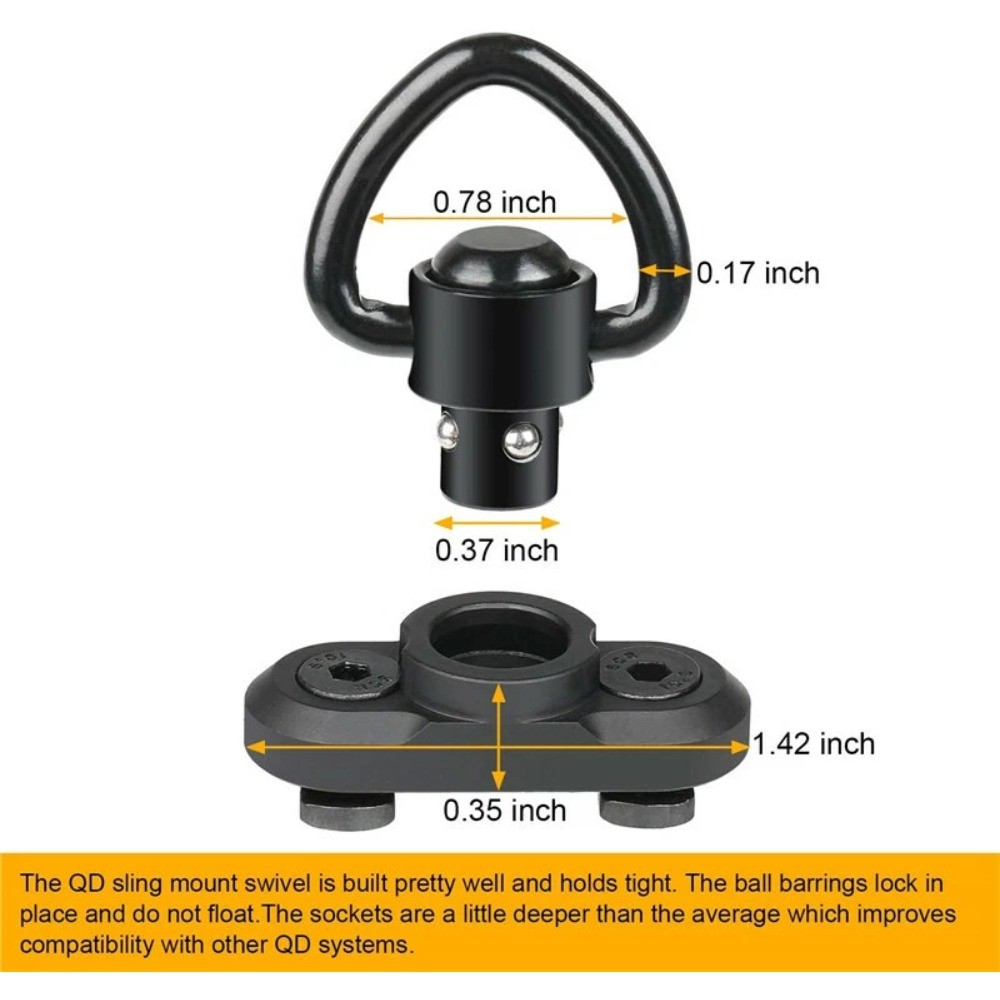 2X MLOK Triangle QD Sling Mount Push Button Quick Release Sling Swivel Adaptor