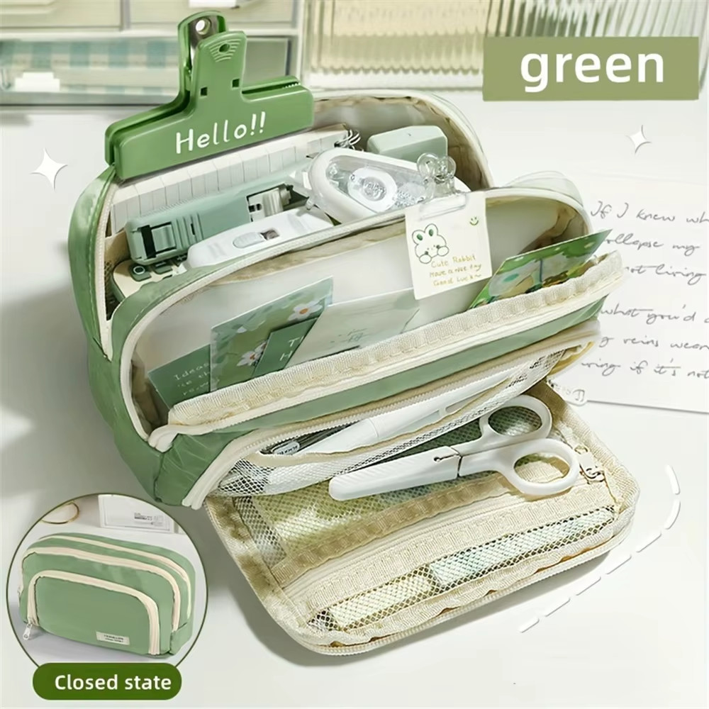 Large Capacity Pencil Case Multi Layer Storage Makeup Bag US