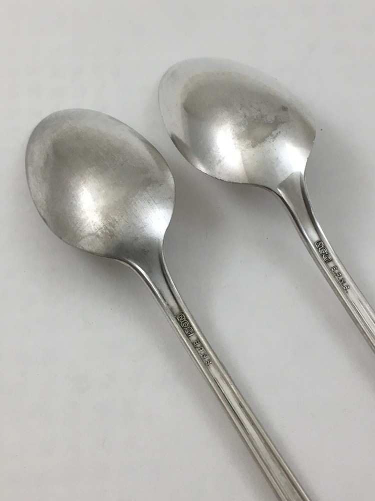 2 National Silver Co TWELVE Pattern Silverplate Iced Teaspoons 7 1/2"