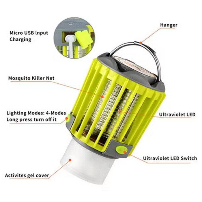 Bug-Zapping 3-in-1 Camp Lantern (Bug Zapping/Lantern/Flashlight) Rechargeable