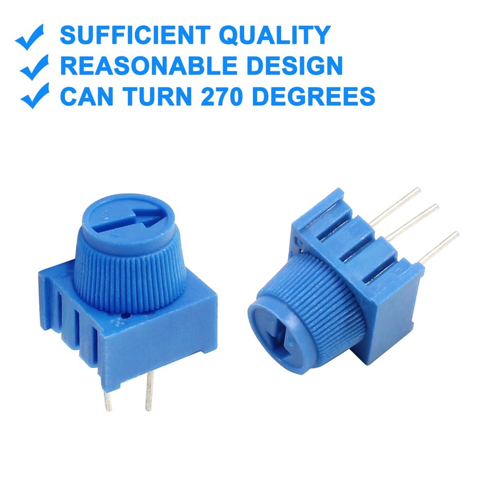 Waziaqoc 10 Pcs 10K Ohm Breadboard Trim Potentiometer, Blue Knob Variable...