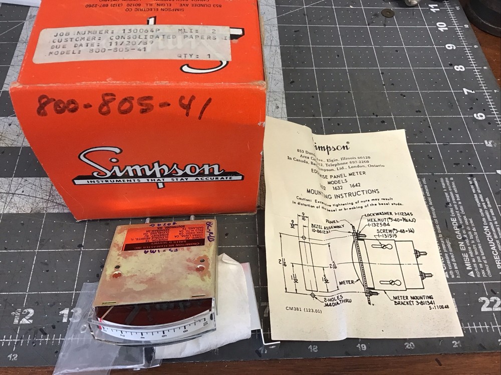 Simpson Electric Co. A.C. Voltmeter Model Panel Meter 1622 (LK03O)