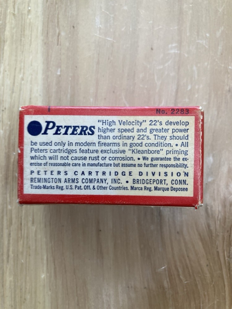 Vintage Peters Kleenbore Priming .22lr Empty Box