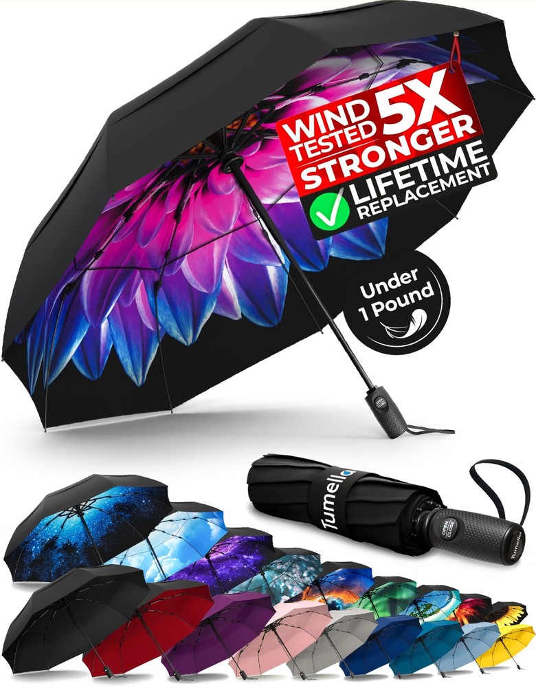 Windproof Travel Umbrella Compact Superior Beautiful Small Wind Tested Light