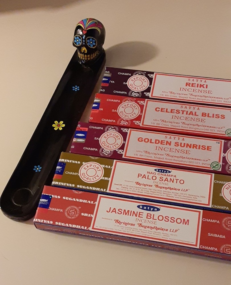 Sugar Skull Incense Holder Plus Five Packs Satya Incense