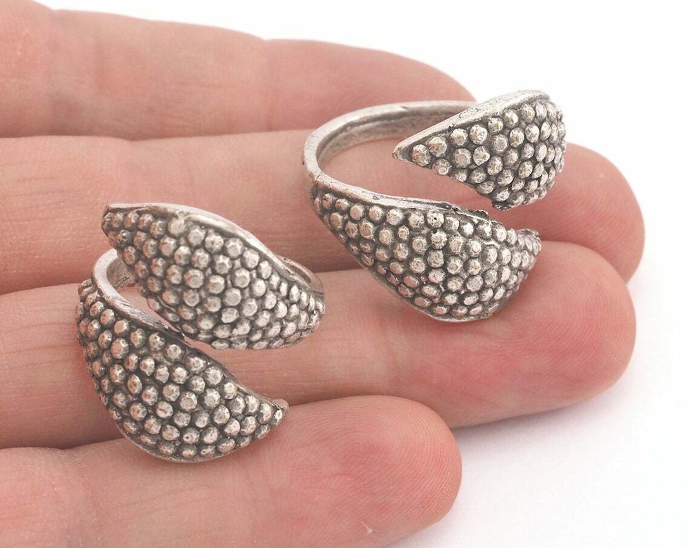 Wrap Ring Adjustable Antique Silver Plated brass (19mm 9US inner size - ) 3681