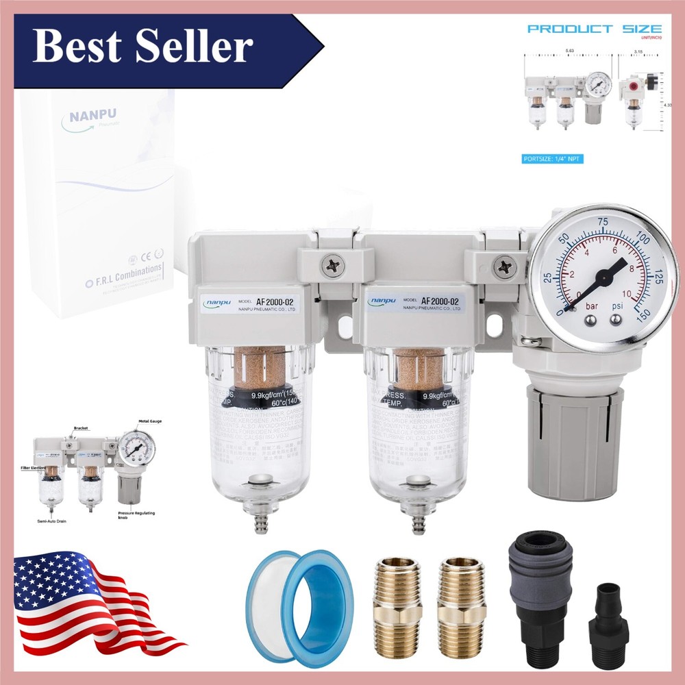 High-Filtration NPT Air Drying System - Double Filter, Regulator Combo