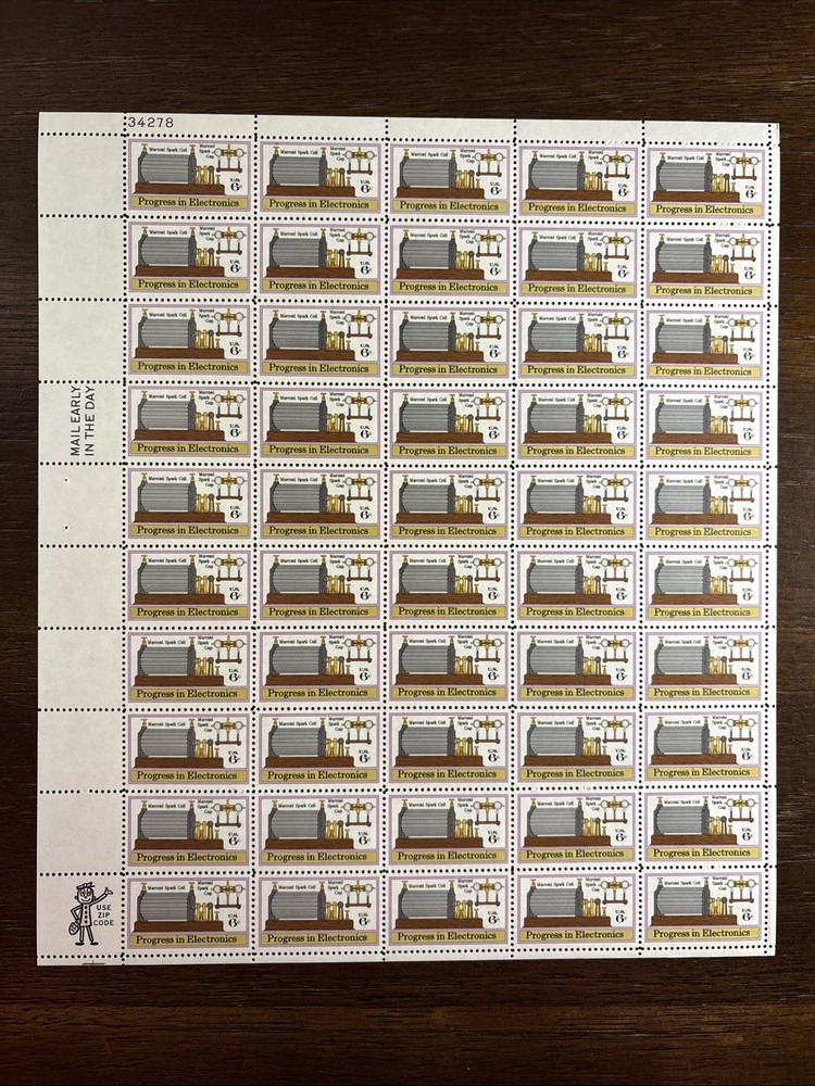 1500 US Mint Sheet, 6 Cent Marconi’s Spark Coil, Mint NH