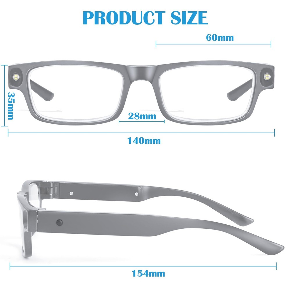 200% Magnifying Glasses with Light,USB Rechargeable Lighted Magnifying Eyewea...