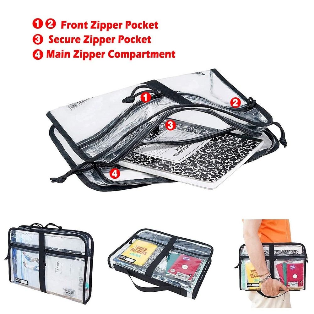 Rough Enough Plastic File Folder Clear Document Bag Organizer Art Portfolio C...