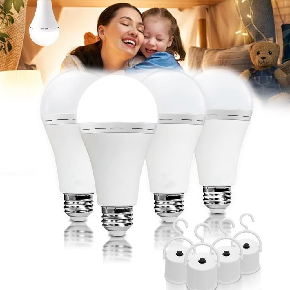 A19-Rechargeable Emergency Light Bulb 9W Equivalent 60W,Daylight 5000K,E27/E26