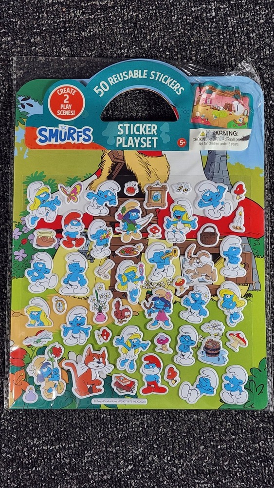 Smurfs Puffy Stickers Reusable 50 Ct 2 Pack New With Package Defects