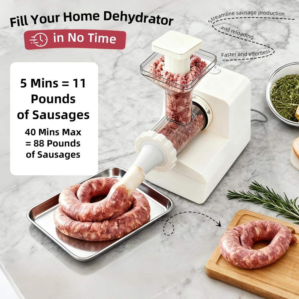 Electric Sausage Stuffer Machine: 4 Stuffing Tubes – One‑Button Start Sausage...
