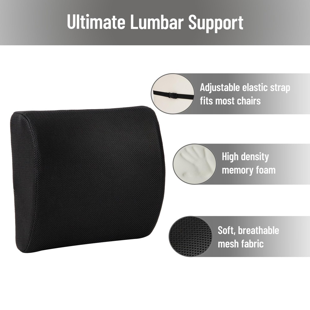 Mind Reader Lumbar Support Pillow with Air-Cloud Technology, Office Chair Bac...