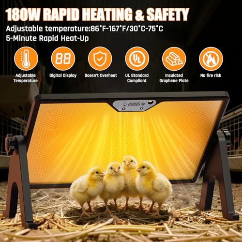 Brooder Plate for Chicks with Temp Control and Display,Dual-Sided Chicken Coop