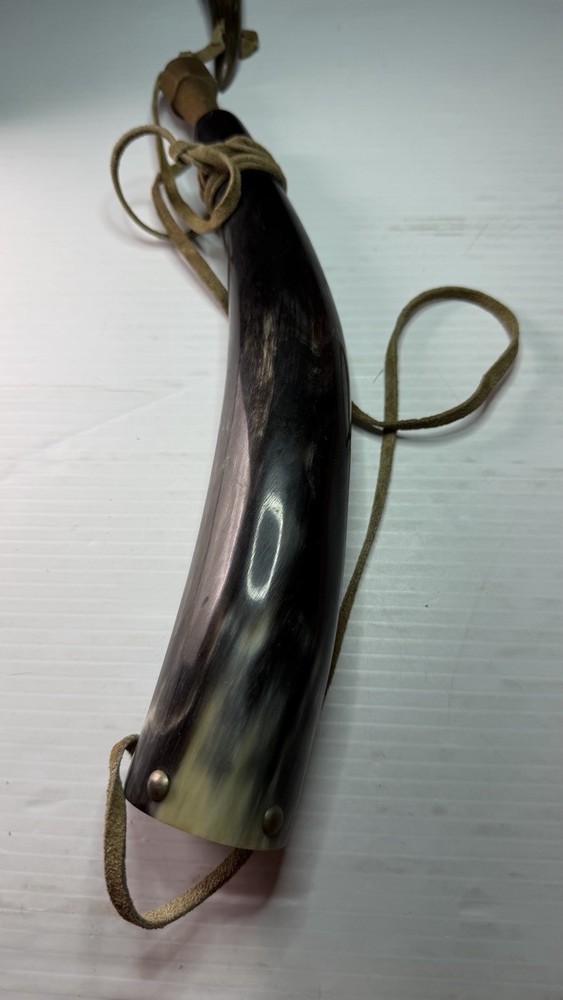 Handmade Powder Horn for Muzzleloader w/ Leather Strap & Cork SU-327
