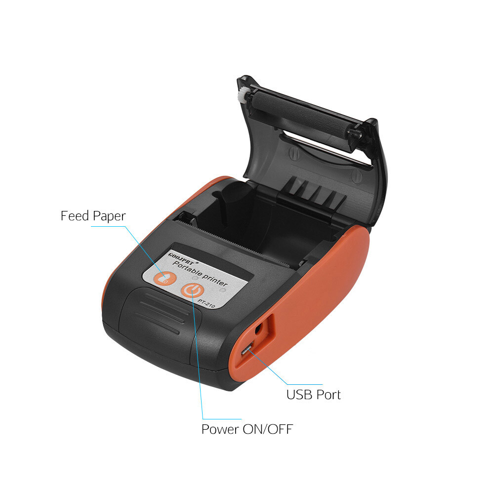 MIni 58mm Portable Wireless BT Pocket Mobile POS Thermal Label Receipt Printer