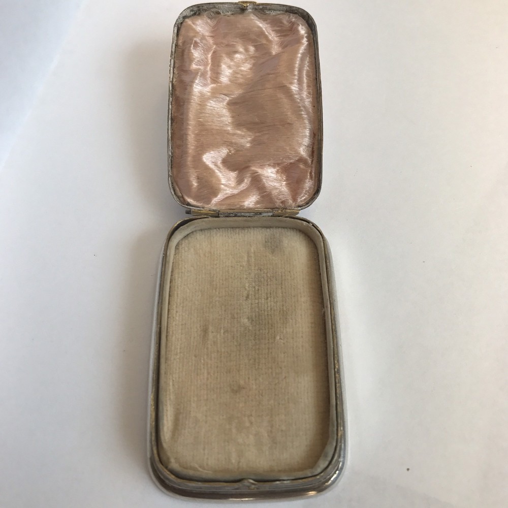 Antique Chinese Solid Silver Ring / Trinket Box Unidentified Marks 6cm X 4cm