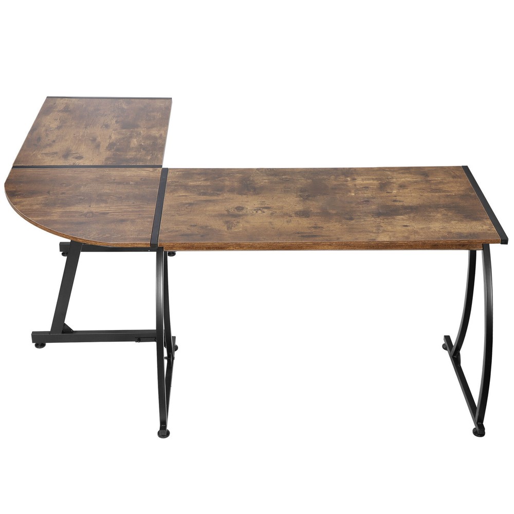 58"L-Shaped Gaming Desk Reversible MDF Computer Corner Laptop Table Rustic Brown