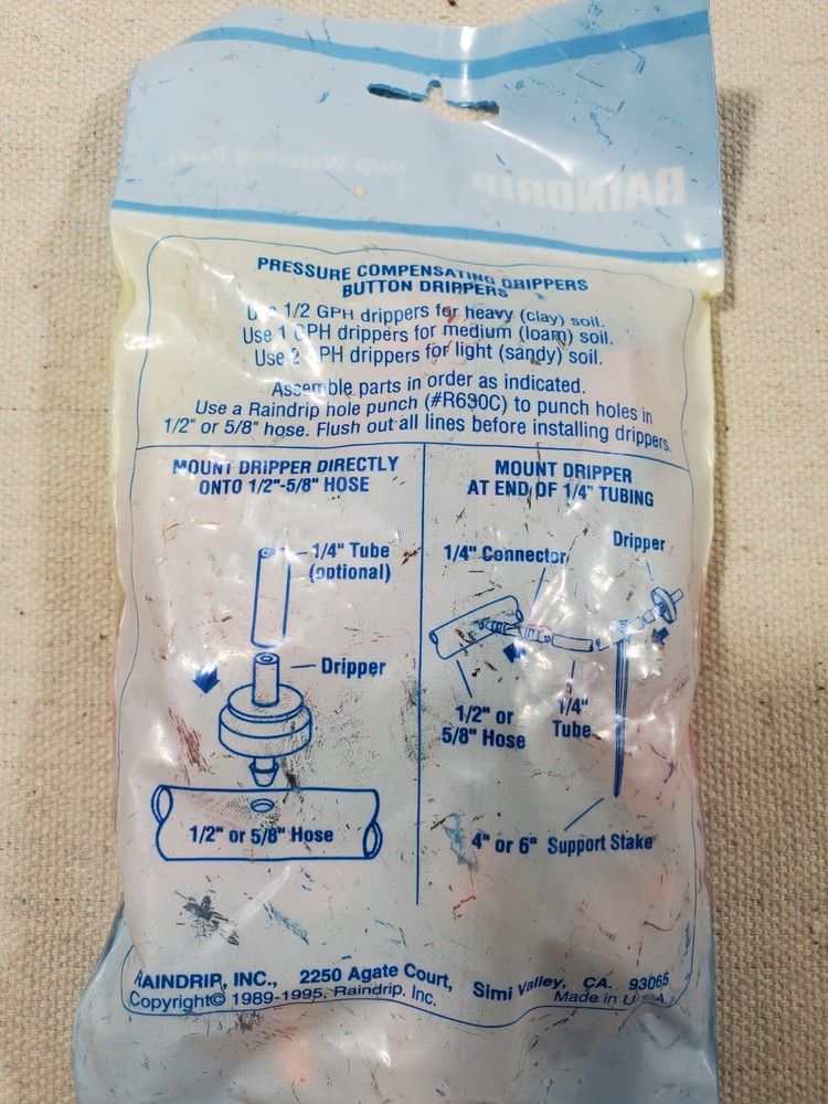 Rain Drip System 106025 1/2 GPH Button Inline Drippers - QTY 25