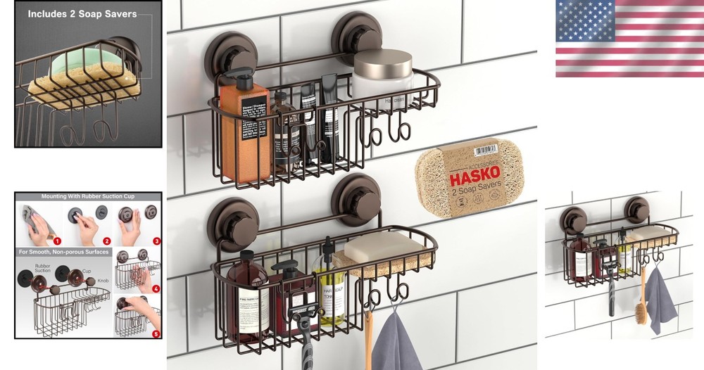Rustproof Shower Caddy 2-Pack with Hooks