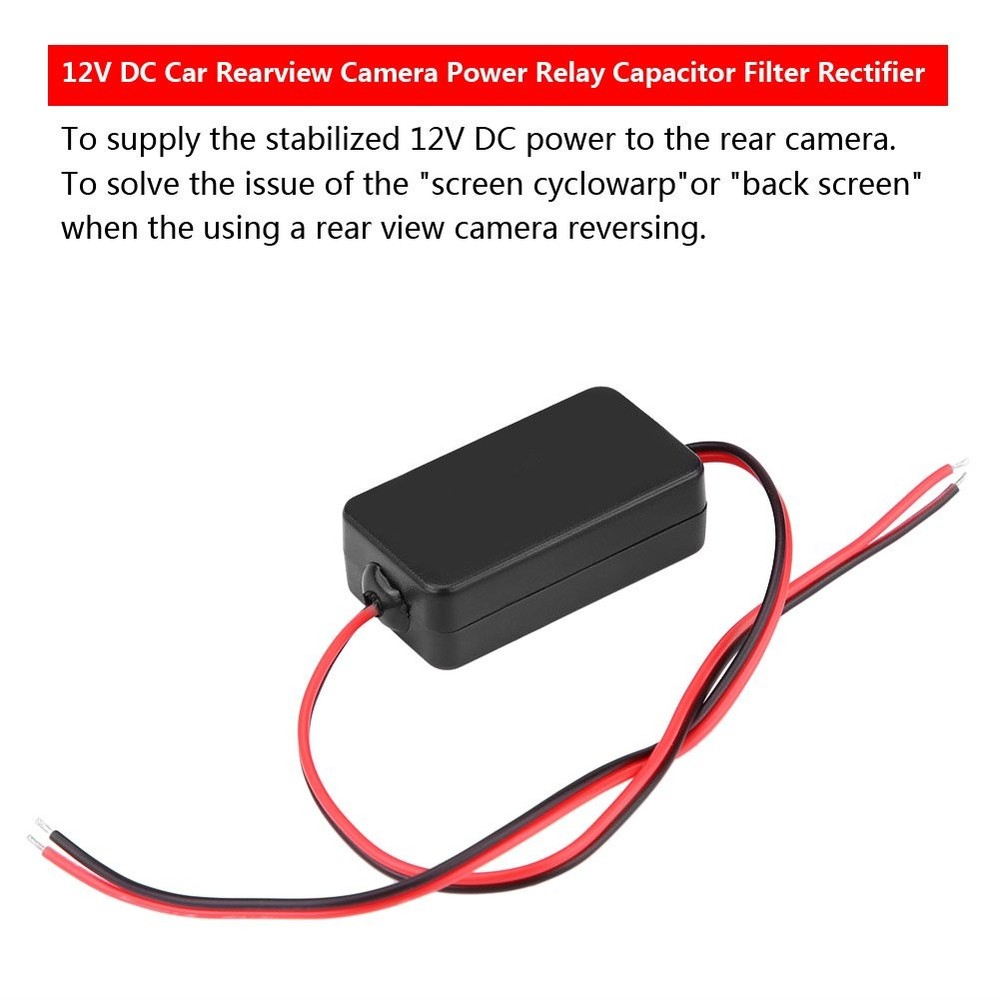 12V DC Car Rearview Camera Power Relay Capacitor Filter Rectifier