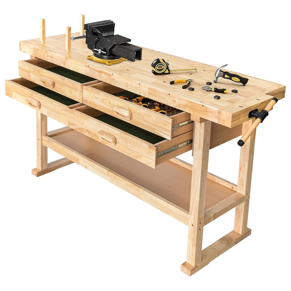 Olympia Tools 60" Rubber Hardwood Workbench, 4 Drawers (Open Box)
