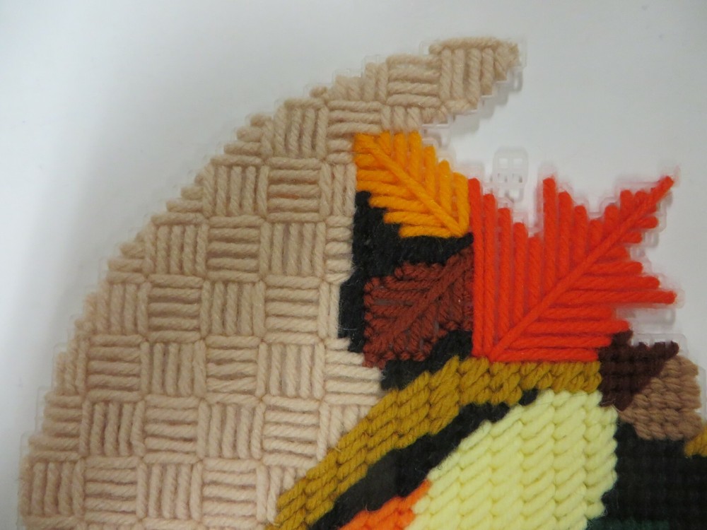 Plastic Canvas THANKSGIVING Completed Project Needlework 12" x 8" CORNUCOPIA