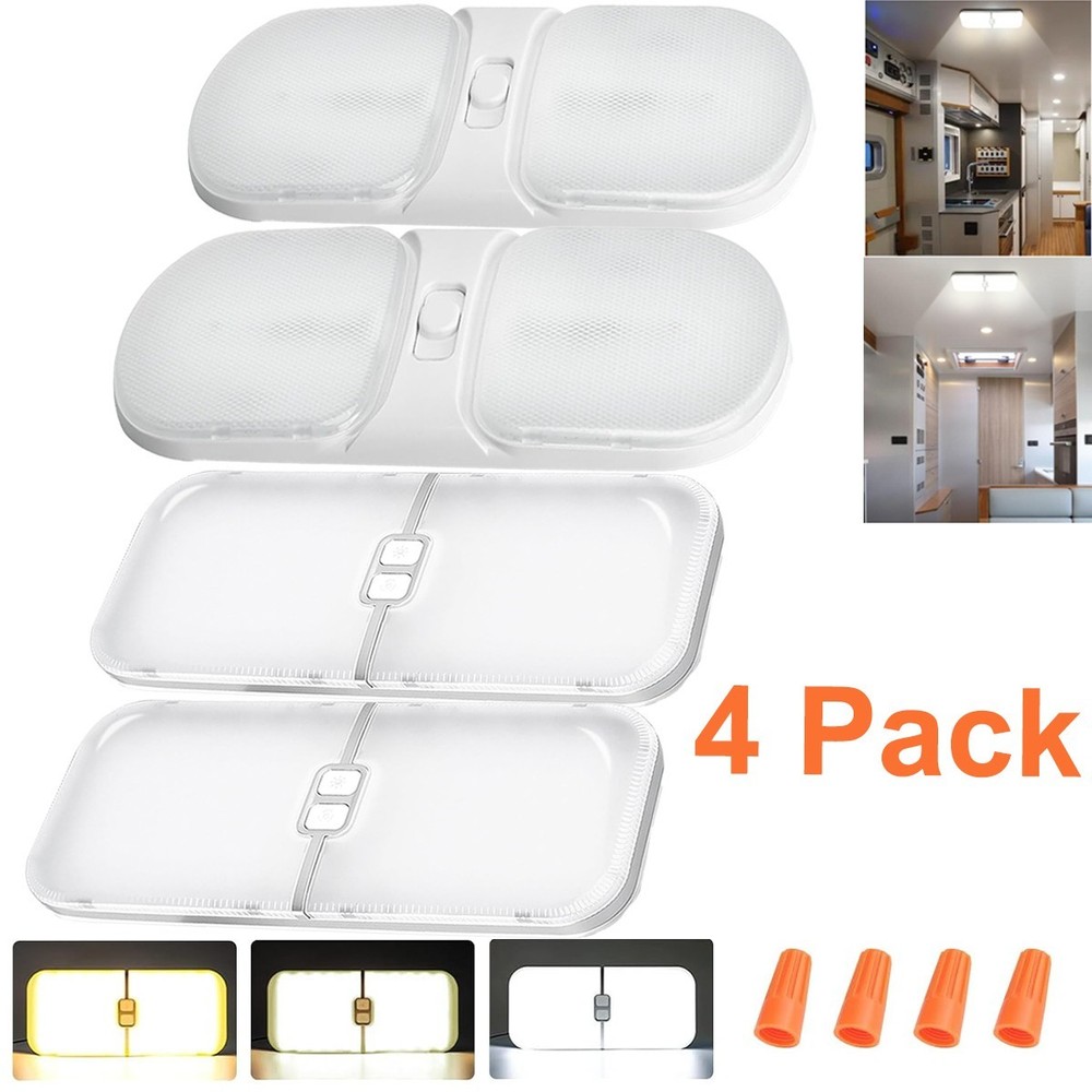4 Pack RV Interior LED Light 12V Switched Dimmable Ceiling Light Fixture Camper