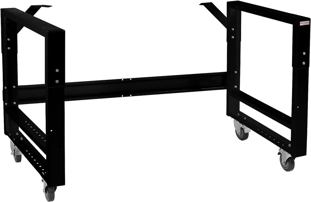 Garage Workbench Table Frame with Casters - 26" Depth - 56" Back Support Bar - B