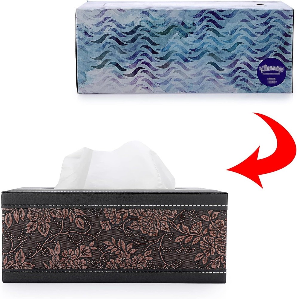 Rectangular Tissue Holder with Magnetic Closure - High-Quality Faux Leather