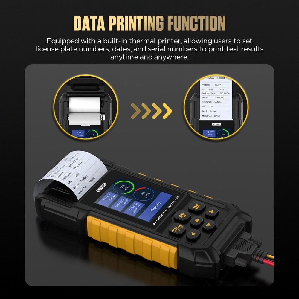 Car Battery Tester Lithium Battery Test Analyzer Leakage load With Printer 0-80V