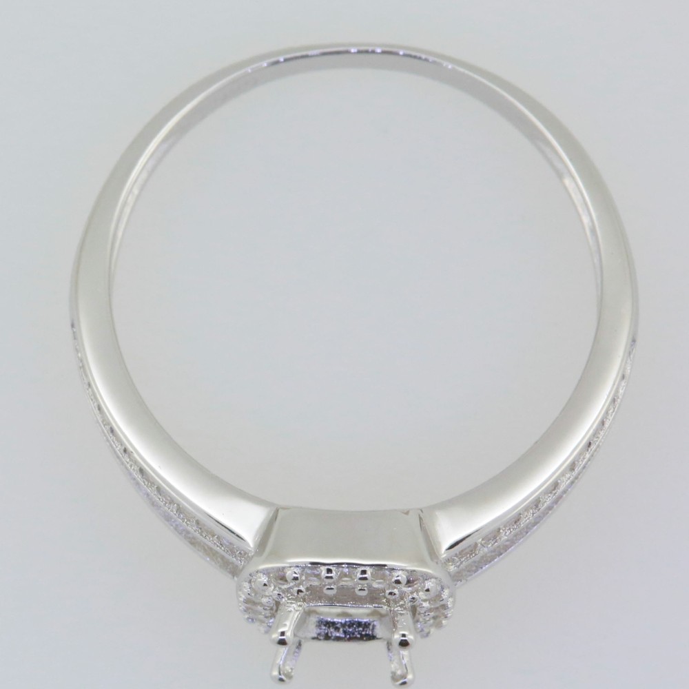 Sterling Silver Semi Mount Ring Setting Cushion CU 6X5mm Topaz