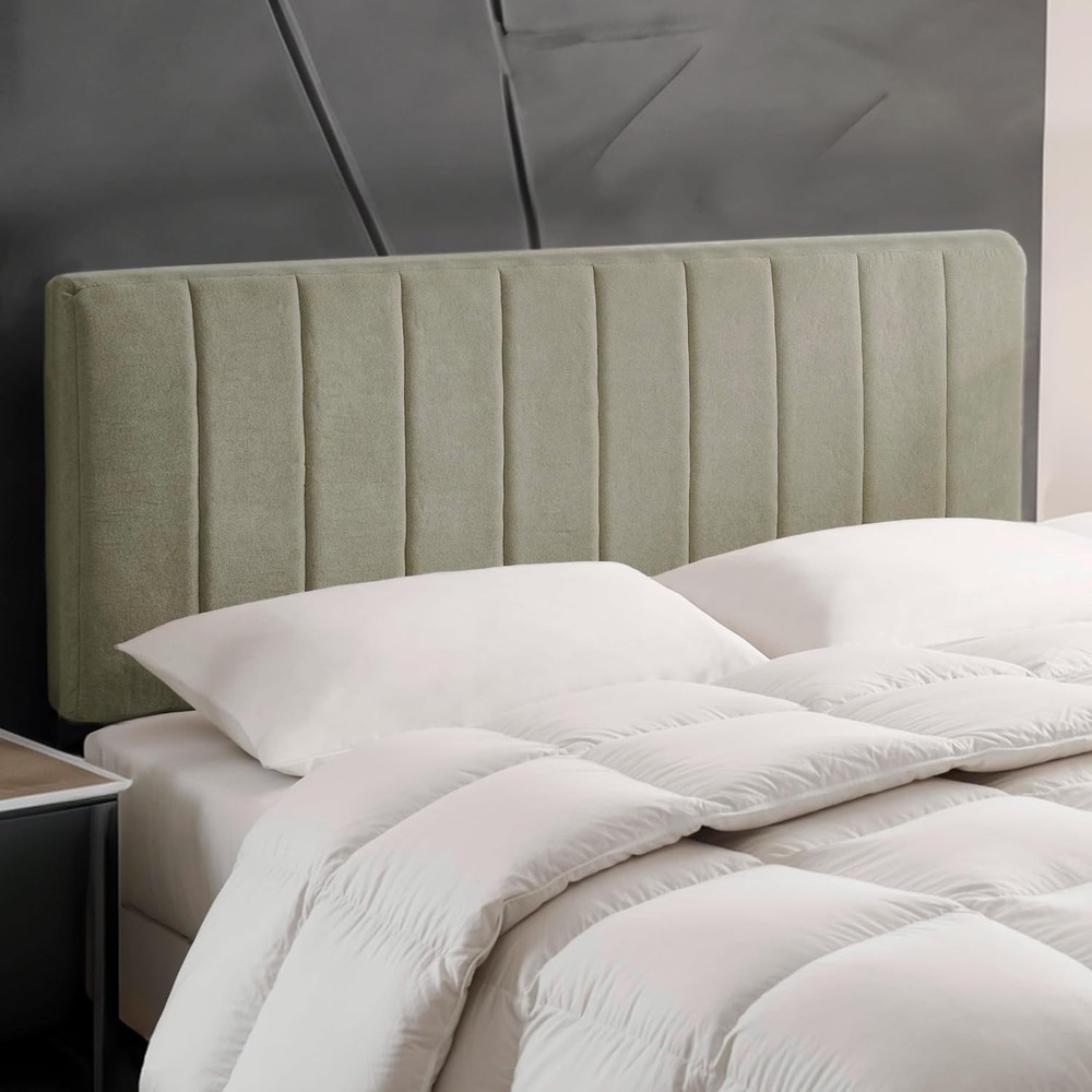 Chic Floating King Headboard - Eco-Friendly Olive Green with Easy Installation