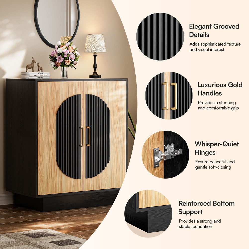 Modern Fluted Buffet Cabinet Accent Sideboard with Storage Dispaly Sideboard