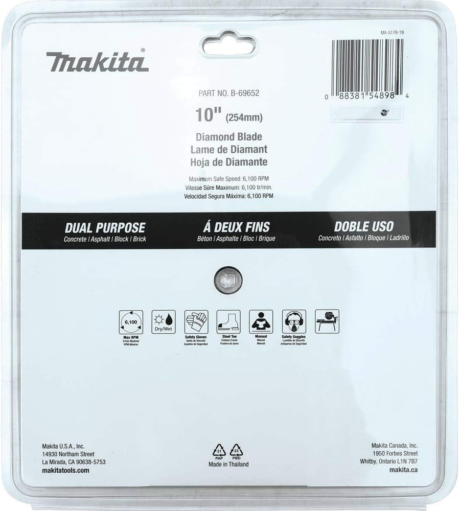 B-69652 10" Diamond Blade, Segmented, Dual Purpose