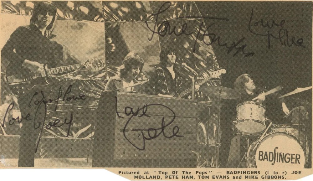 Badfinger Autographs 1970