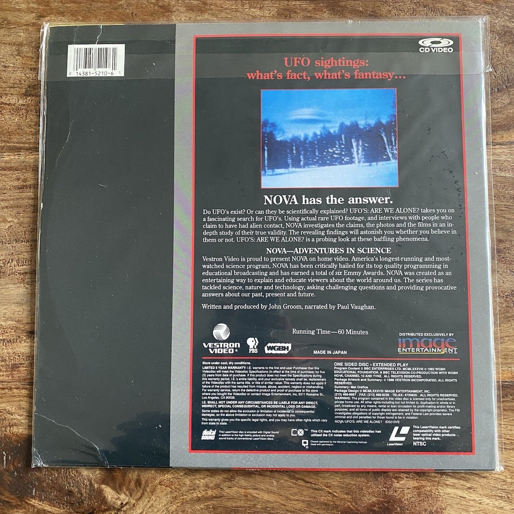 UFOS : ARE WE ALONE? MINT LASERDISC / RARE