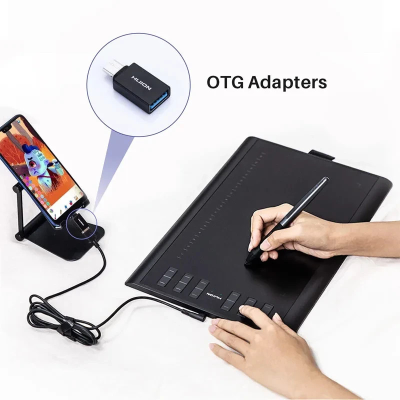 HUION HS610 Graphics Drawing Tablet Android Support 8192 Battery Free Stylus US