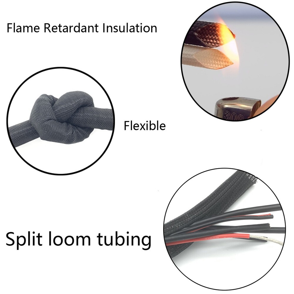 Braided Split-Sleeve Wire Loom for High-Temperature Auto Cable Harness Wrapping