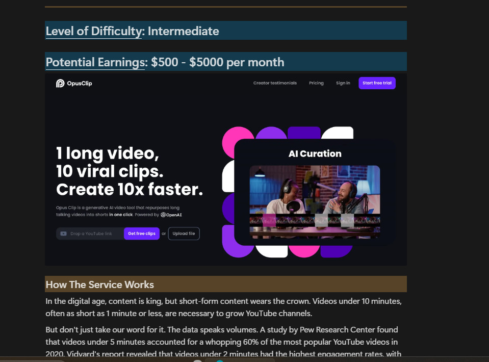 Notion Site: AI Side Hustle Accelerator