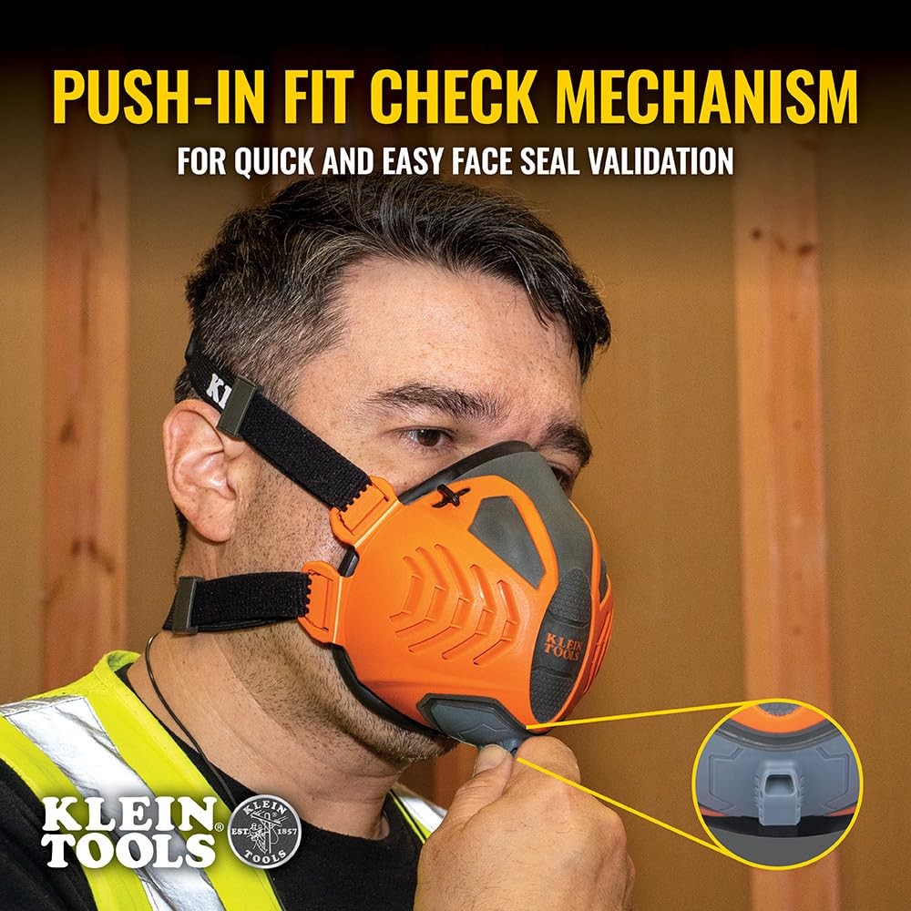 Klein Tools 80180 Reusable P100 Half-Mask Respirator with 4 Replaceable Filters