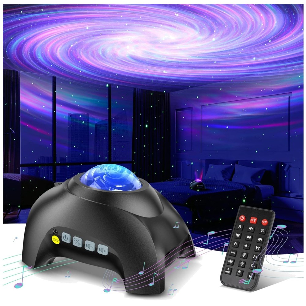 LED Star Projector with White Noises, Bluetooth Speaker
