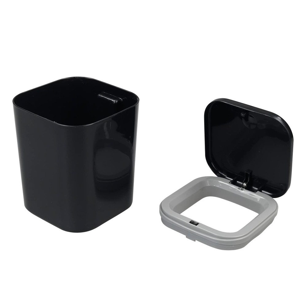 Zopnny Plastic 0.5 Gallon Tiny Trash Can, Desktop Mini Waste Bin, Black