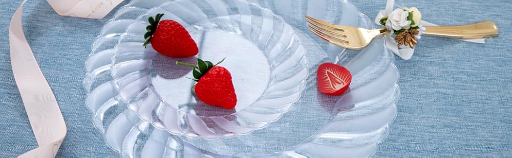 60Pieces Clear Dert Plates - Clear Plastic Plates - 6.5inch