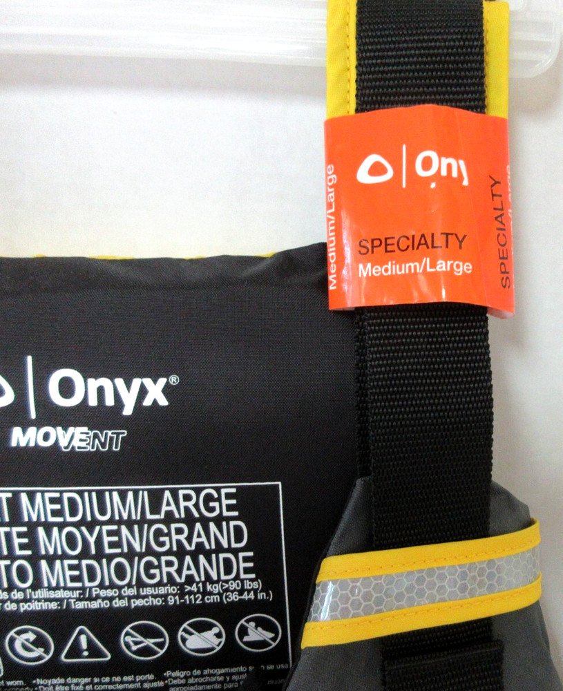 Onyx MoveVent Dynamic Life Jacket - Medium/Large Gray/Yellow - New-with-tags