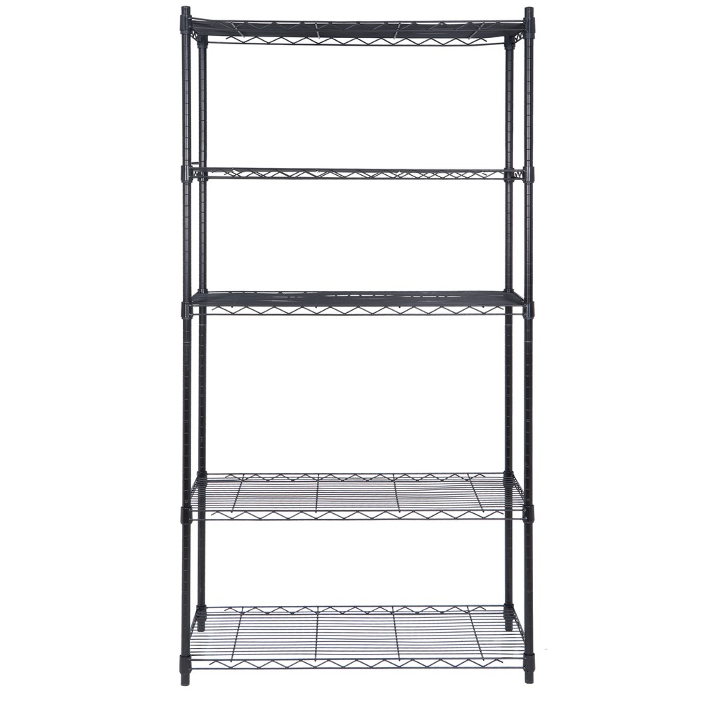 5 Layer Unit Wire Rack Storage Shelf Black Holder Kitchen Display Office Black