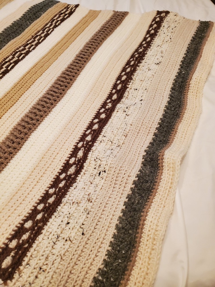Beautiful Handmade Earth Tone Textured Crochet Throw