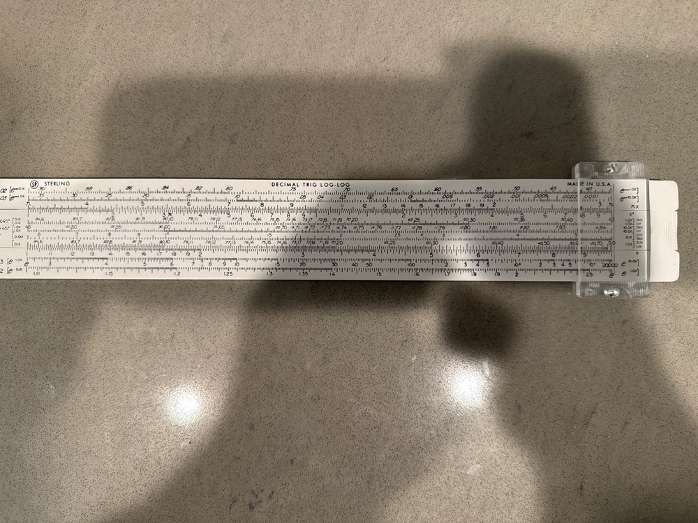 Sterling Decimal Trig Log-Log slide rules, with case