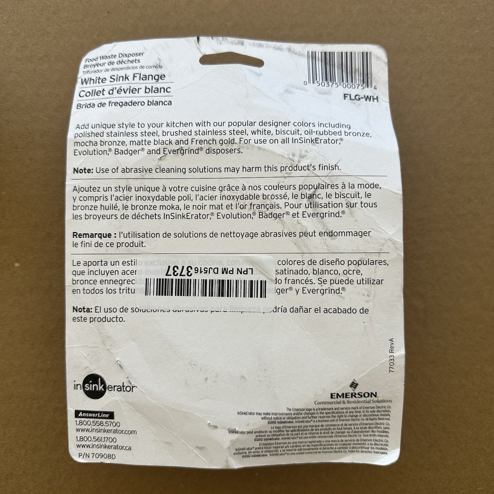 InSinkErator FLG-WH White Disposal Flange